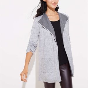 Ann Taylor LOFT open lapel cardigan, grey, small